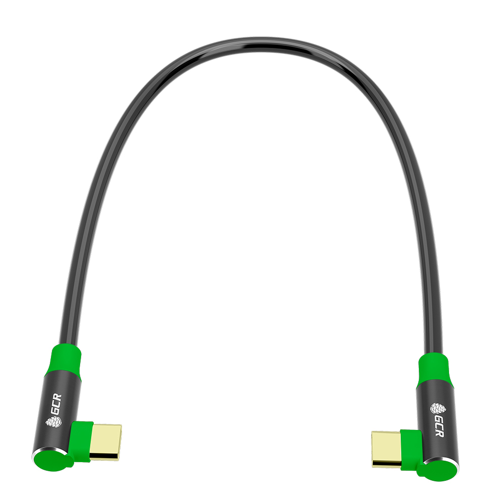GCR PRO Кабель угловой Type-C/Type-C 60W PD быстрая зарядка силикон GOLD
