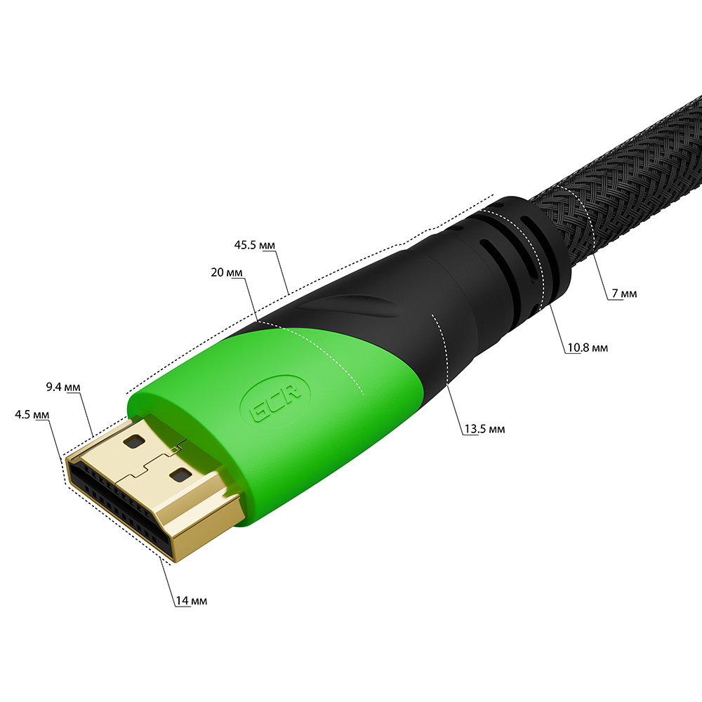 GCR PRO Кабель HDMI 2.0 3Х экран UHD 4K 60Hz 18 Гбит нейлон