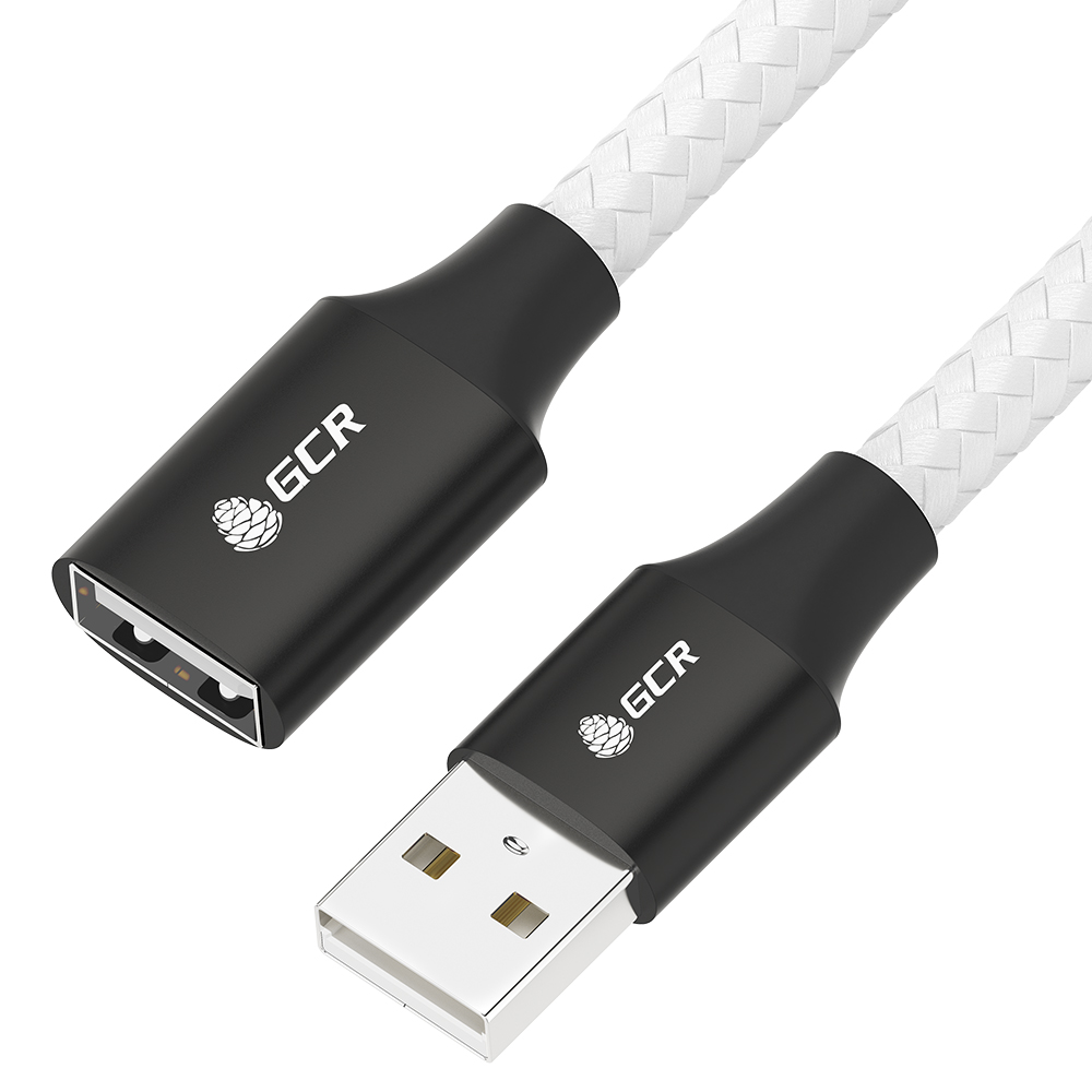 GCR PRO Удлинитель PROF USB 2.0 AM/AF в оплетке нейлон экран армирование AL корпус