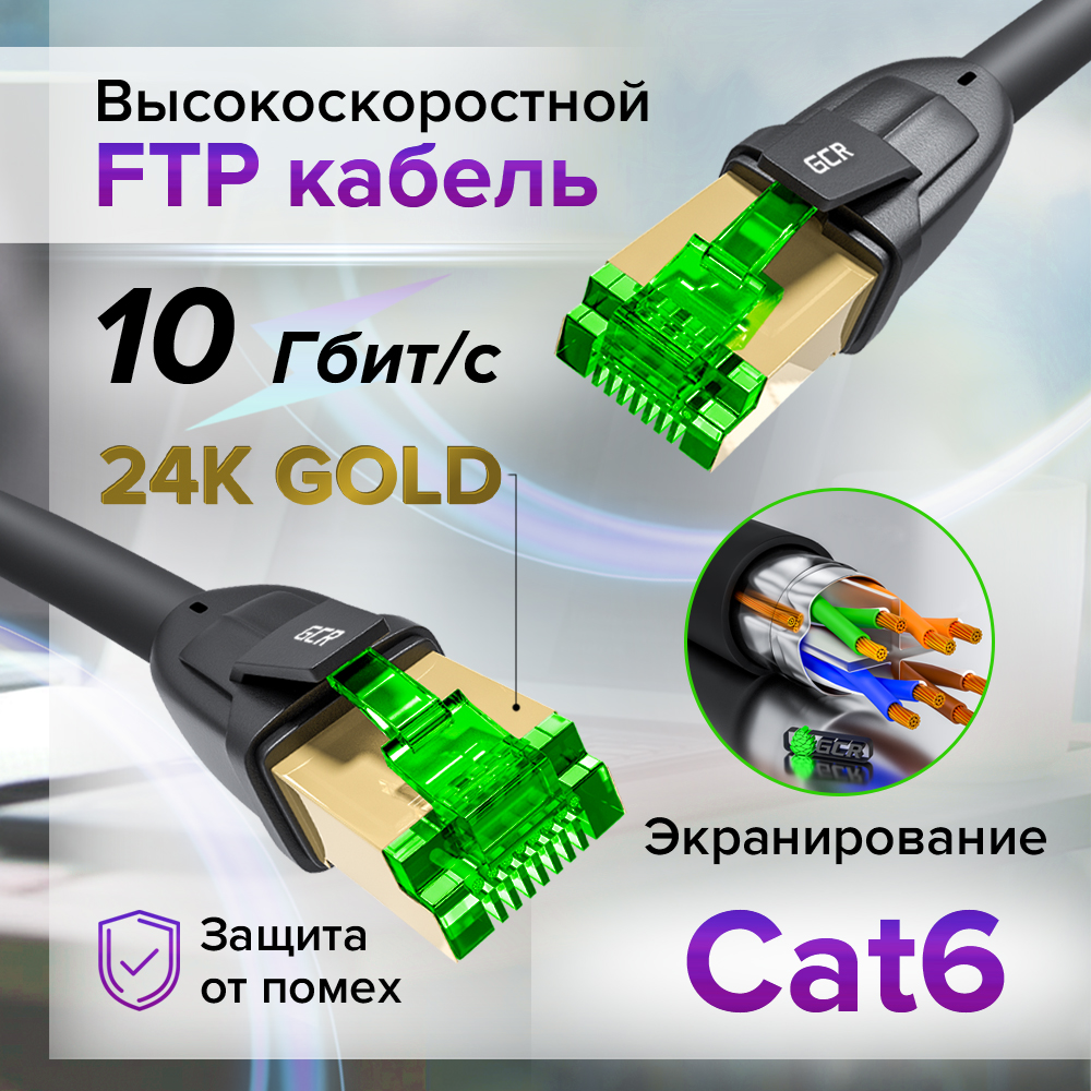 GCR PRO круглый FTP Патч-корд кат.6 PROF прямой медь литой экранированные коннекторы RJ45 T568B