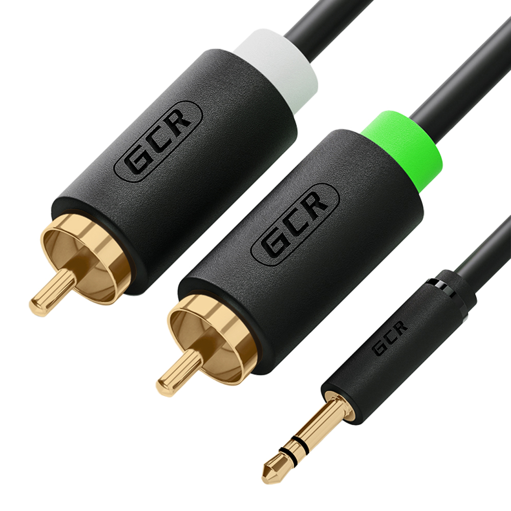 Кабель-переходник аудио jack 3.5mm / 2 х RCA, GOLD