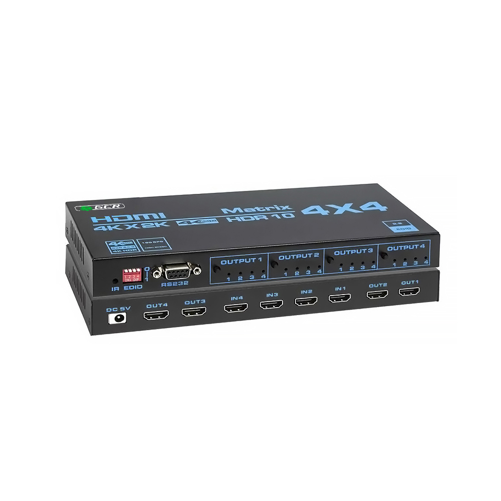 GCR PRO Матричный переключатель HDMI 2.0 4x4 4K60Hz HDCP2.2 18G IR RS232