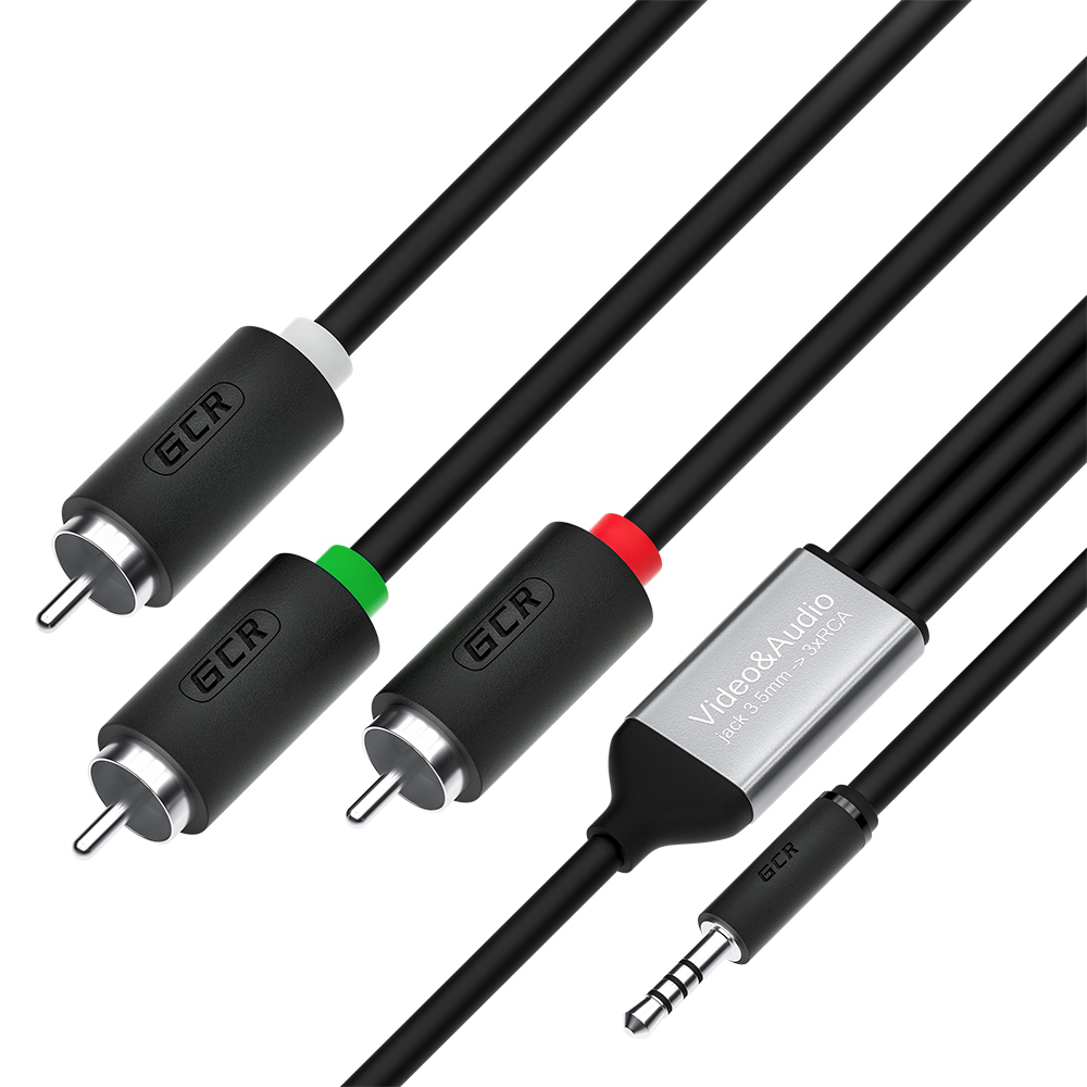 Кабель-переходник AUX jack 3.5mm M - 3 х RCA M стерео аудио и видеосигнал