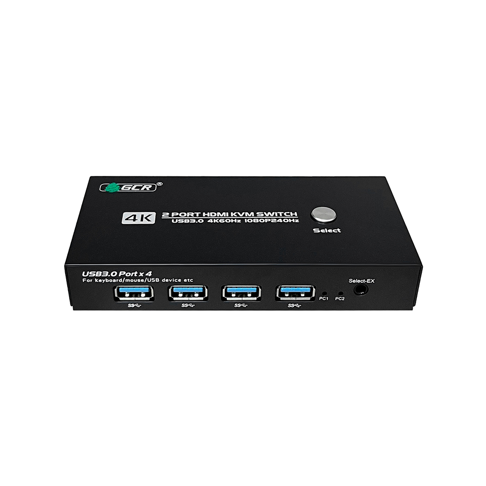 GCR Переключатель KVM HDMI 2.0 2 устройства к 1 монитору 4K60Hz USB 3.0