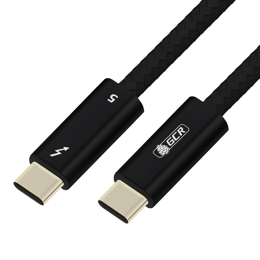GCR Кабель Type-C Thunderbolt 5 в оплетке текстиль 80Gbps 240W 16K60Hz M/M GOLD