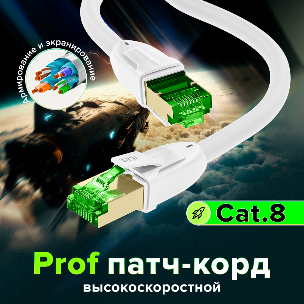 GCR PRO круглый SF/FTP Патч-корд кат.8 LSZH PROF прямой медь литой экранированные коннекторы RJ45 T568B