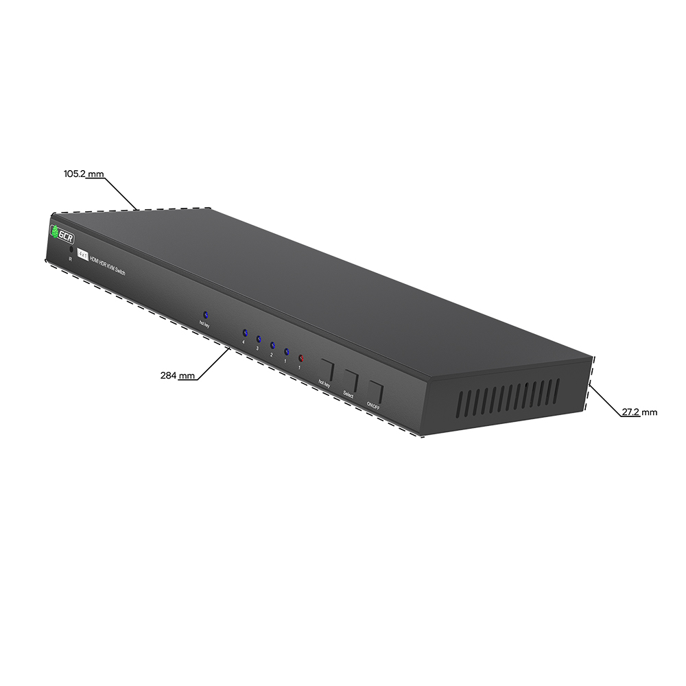 GCR PRO Переключатель KVM HDMI 2.0 + USB 4 компьютера к 1 монитору 4K60Hz HDCP 2.2 Hot key & Audio + 4 кабеля USB для ПК