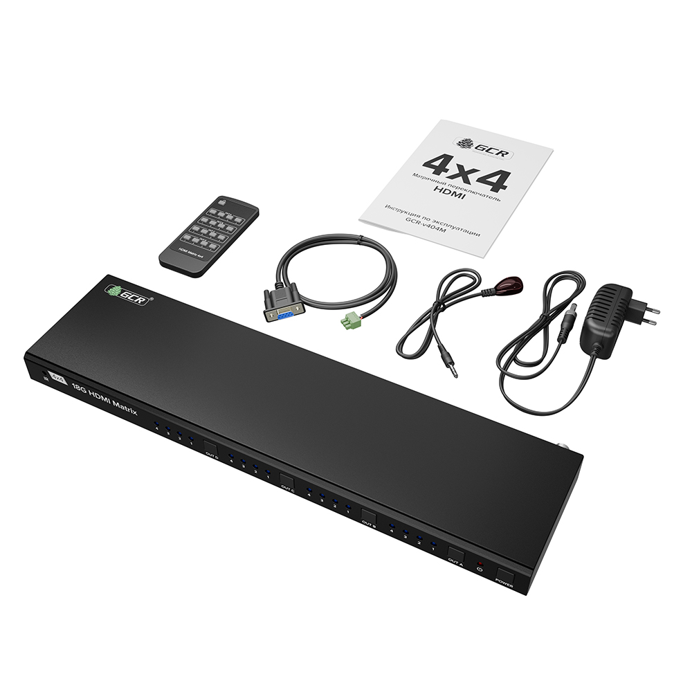 GCR PRO Матричный переключатель HDMI 2.0 4x4 4K60Hz 4 входа 4 выхода IP RS232 ИК-пульт HDR HDCP 2.2 Dolby Digital