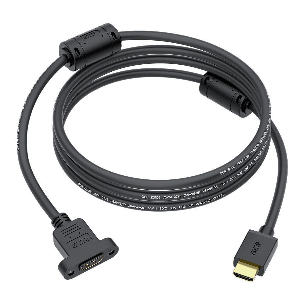 GCR PRO Удлинитель PROF HDMI 2.0 4K крепление под винт ферриты 2Х экран