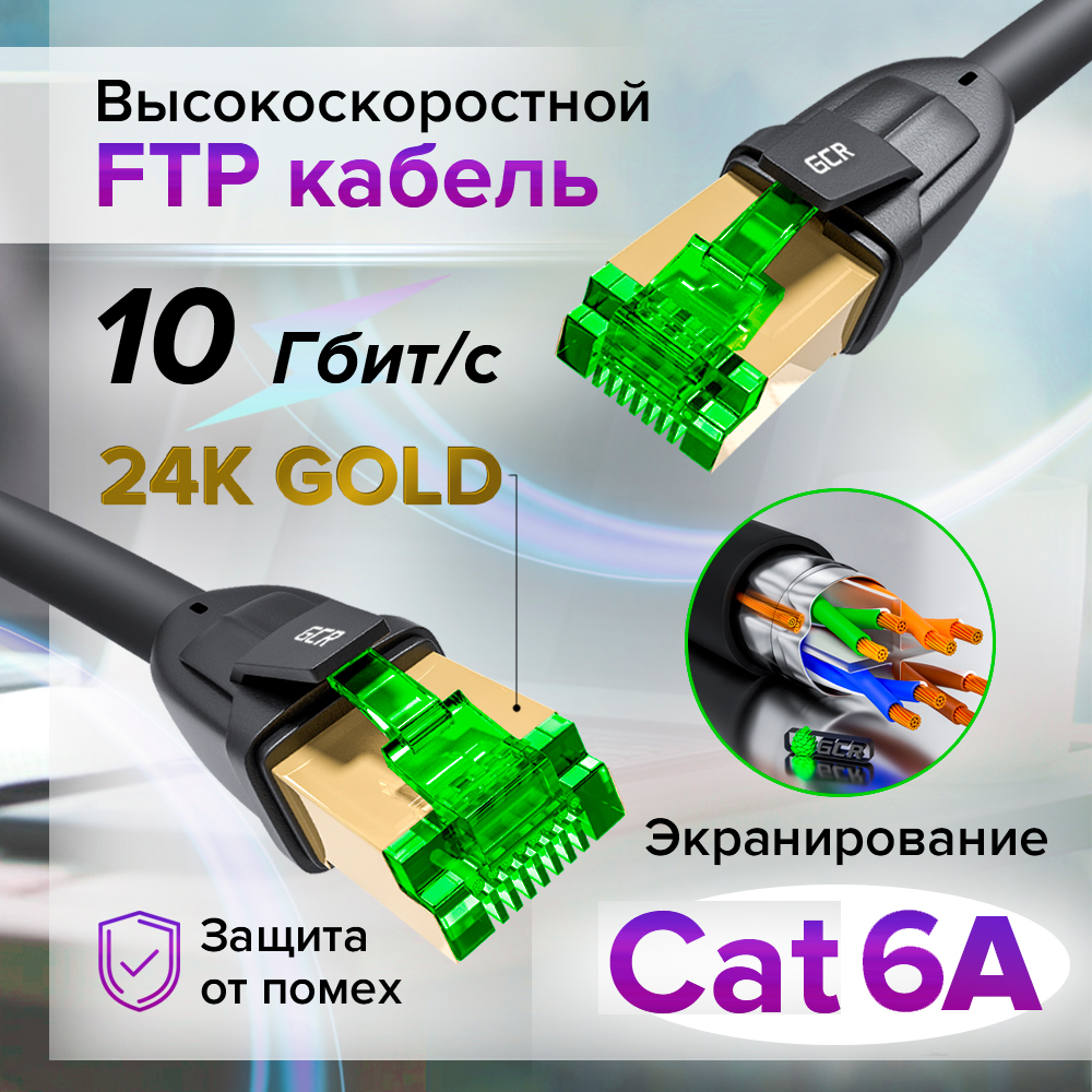 GCR PRO Патч-корд PROF кат.6А FTP медь RJ45 GOLD T568B