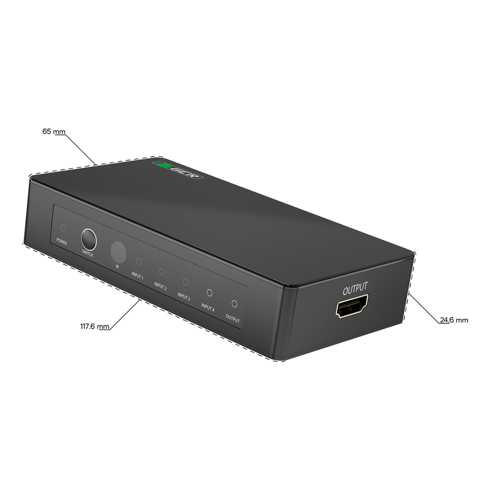 Переключатель HDMI 2.0 4 устройства к 1 монитору 4K60Hz 4:4:4, HDCP 2.2