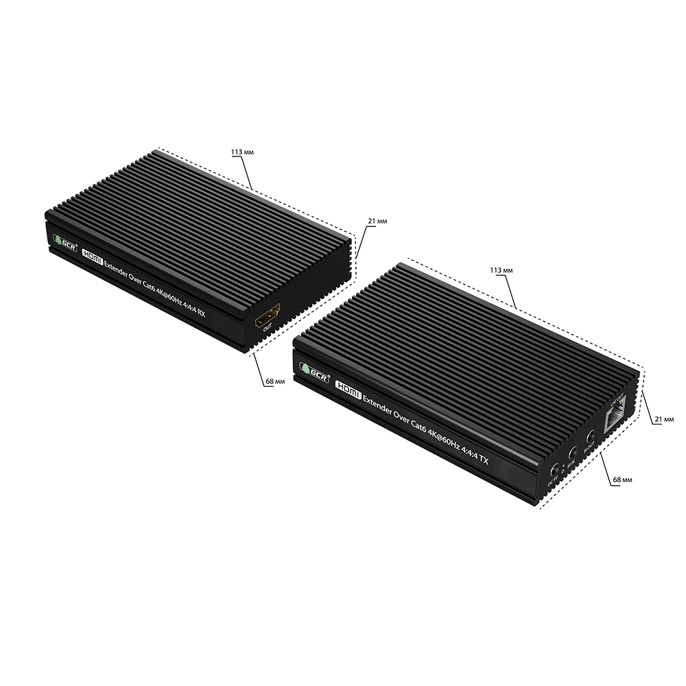 GCR PRO HDMI удлинитель по витой паре CAT5e/6 до 100м 4K@60Гц передатчик + приемник ИК-управление