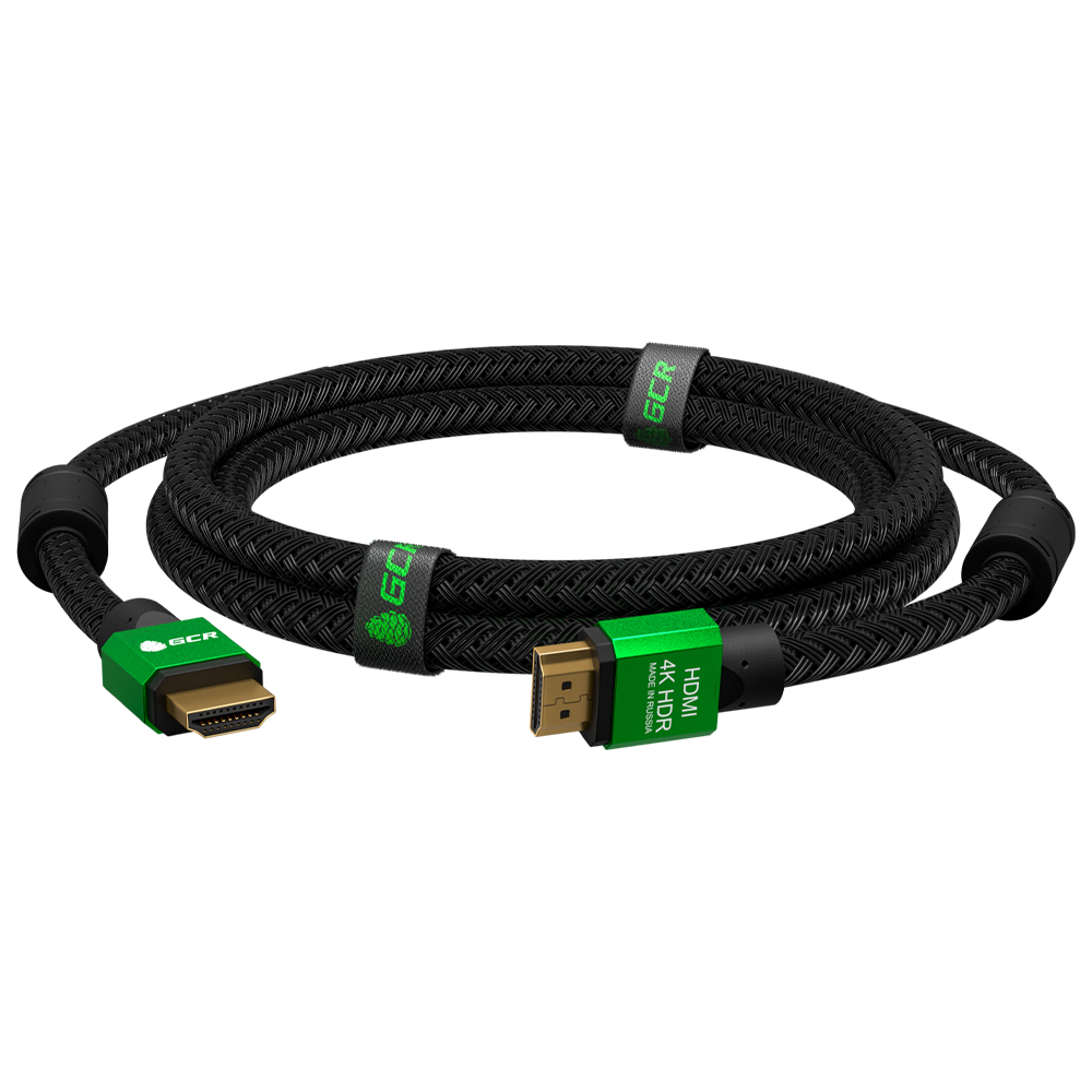 GCR PRO Кабель PROF HDMI 2.0 3Х экран UHD 4K 60Hz 18 Гбит в оплетке нейлон
