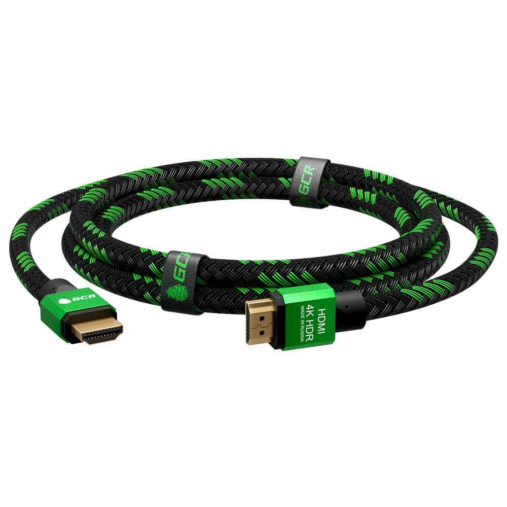 GCR PRO Кабель PROF HDMI 2.0 3Х экран UHD 4K 60Hz 18 Гбит в оплетке нейлон