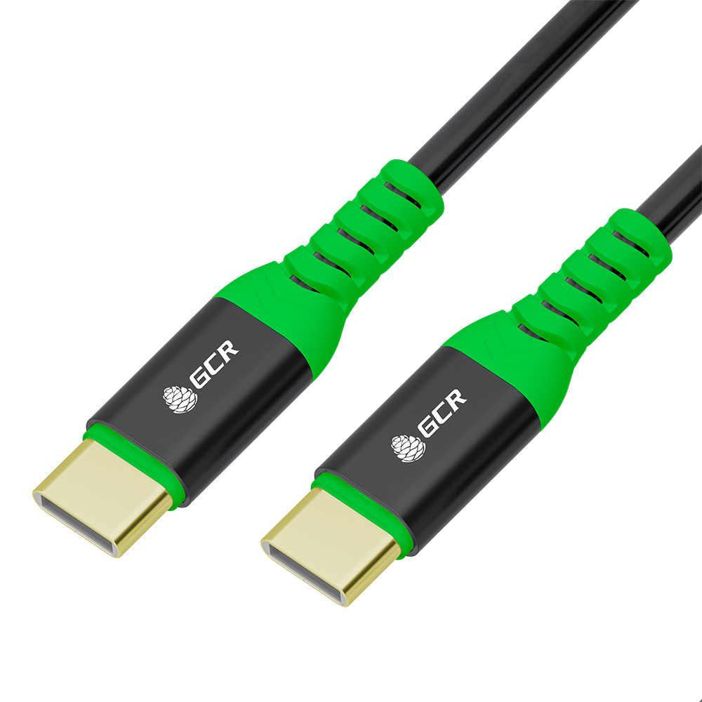 GCR PRO Кабель Type-C/Type-C PD 60W быстрая зарядка силикон GOLD
