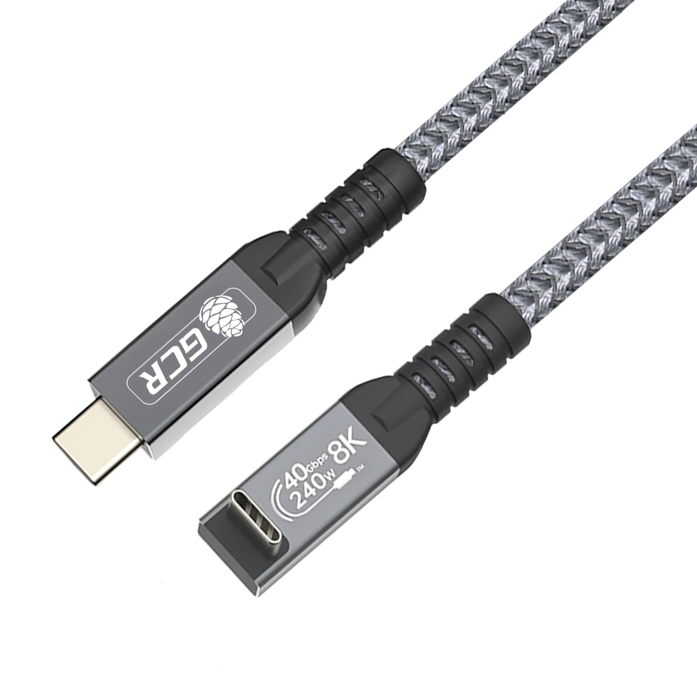 GCR PRO Кабель угловой USB4 Type-C 240W 40Гбит/с 8K60Hz Г-образный в оплетке текстиль
