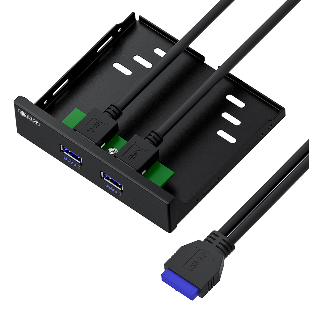 GCR PRO Планка в корпус отсек 3.5 USB 3.0 1 порт 20pin на 2 внешних порта