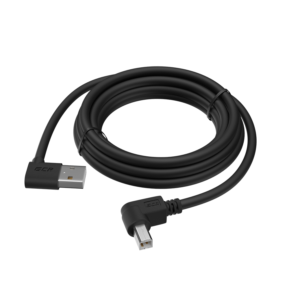 GCR PRO Кабель USB 2.0 AM левый угол / BM правый угол