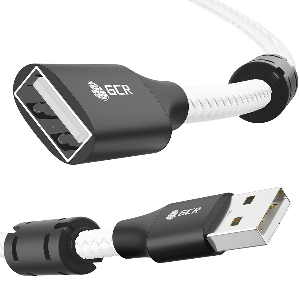 GCR PRO Удлинитель PROF USB 2.0 AM/AF в оплетке нейлон экран армирование AL корпус