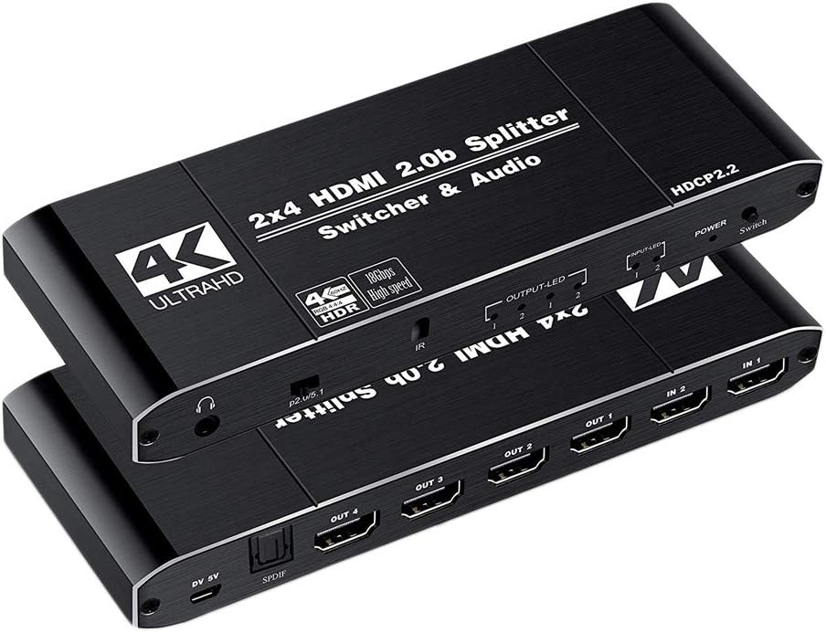 Сплиттер переключатель HDMI v2.0 2 x 4 4K@60Hz для ноутбука