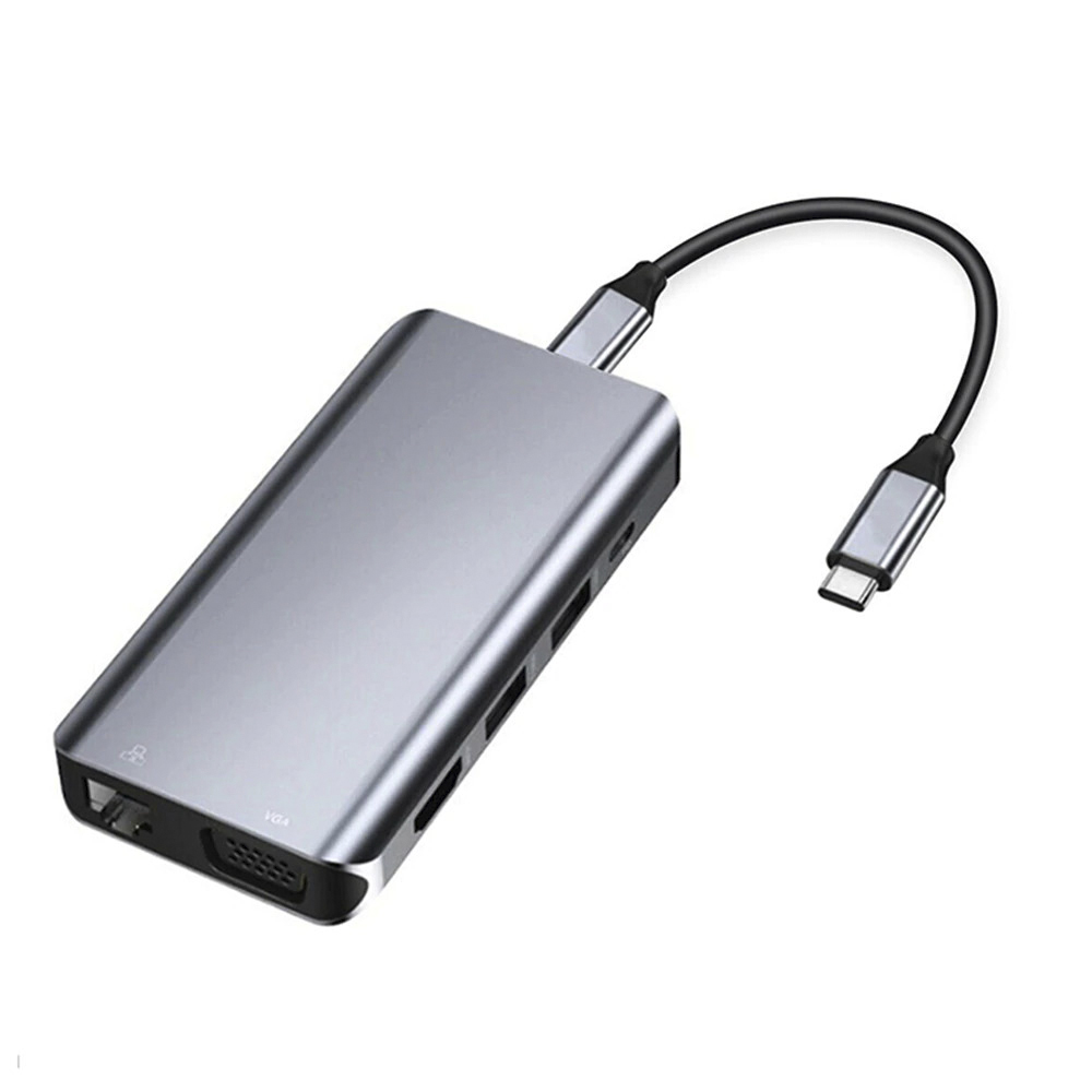 GCR PRO Док-станция 10в1 Type-C USB HUB 5Gbps PD 4K HDMI VGA Ethernet Audio