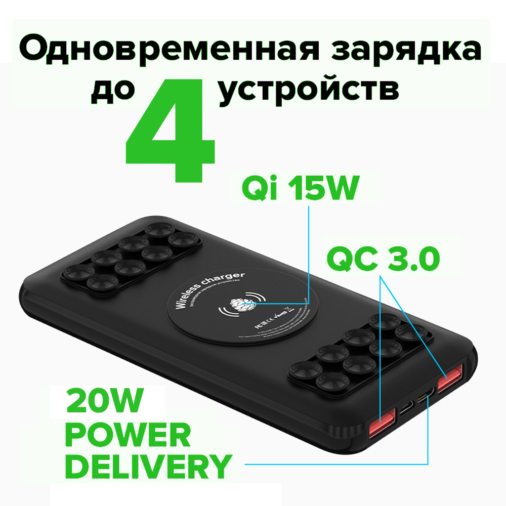 GCR PRO PowerBank 10000mAh/20000mAh беспроводная зарядка Qi