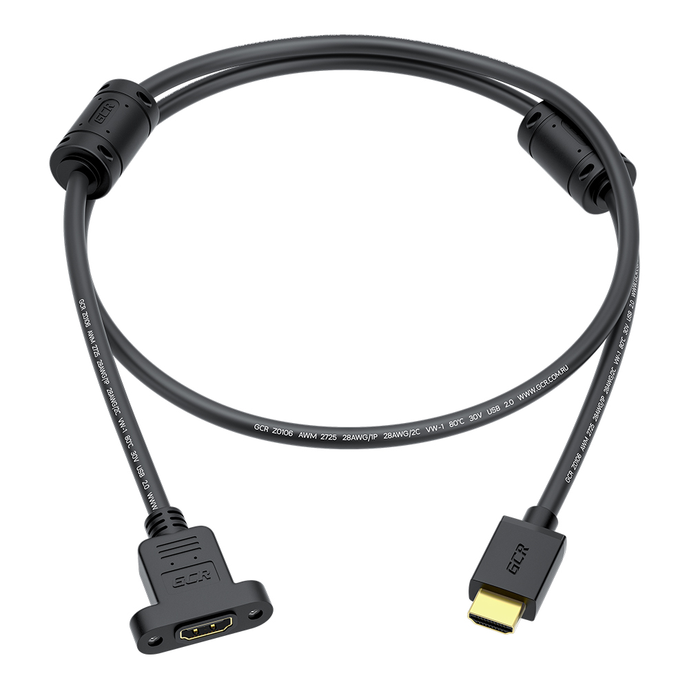 GCR PRO Удлинитель PROF HDMI 2.0 4K крепление под винт ферриты 2Х экран