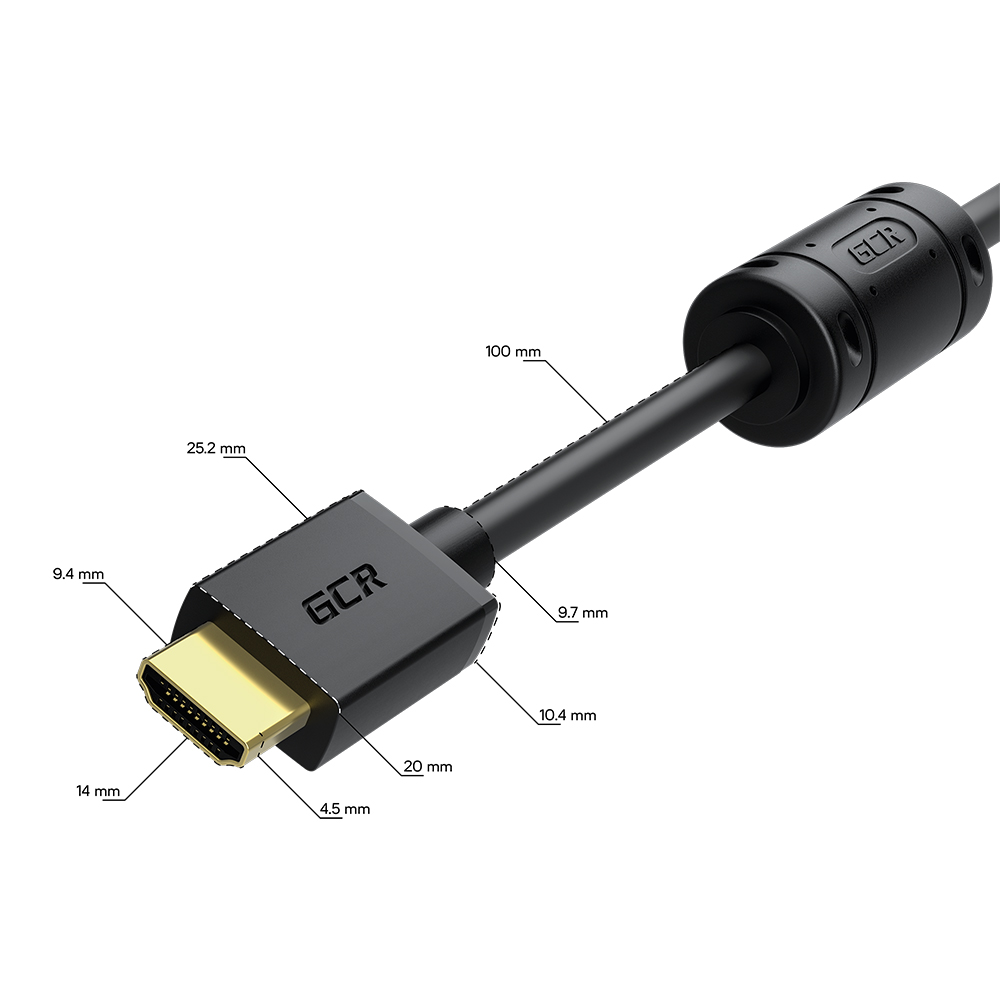 GCR PRO Удлинитель PROF HDMI 2.0 4K крепление под винт ферриты 2Х экран