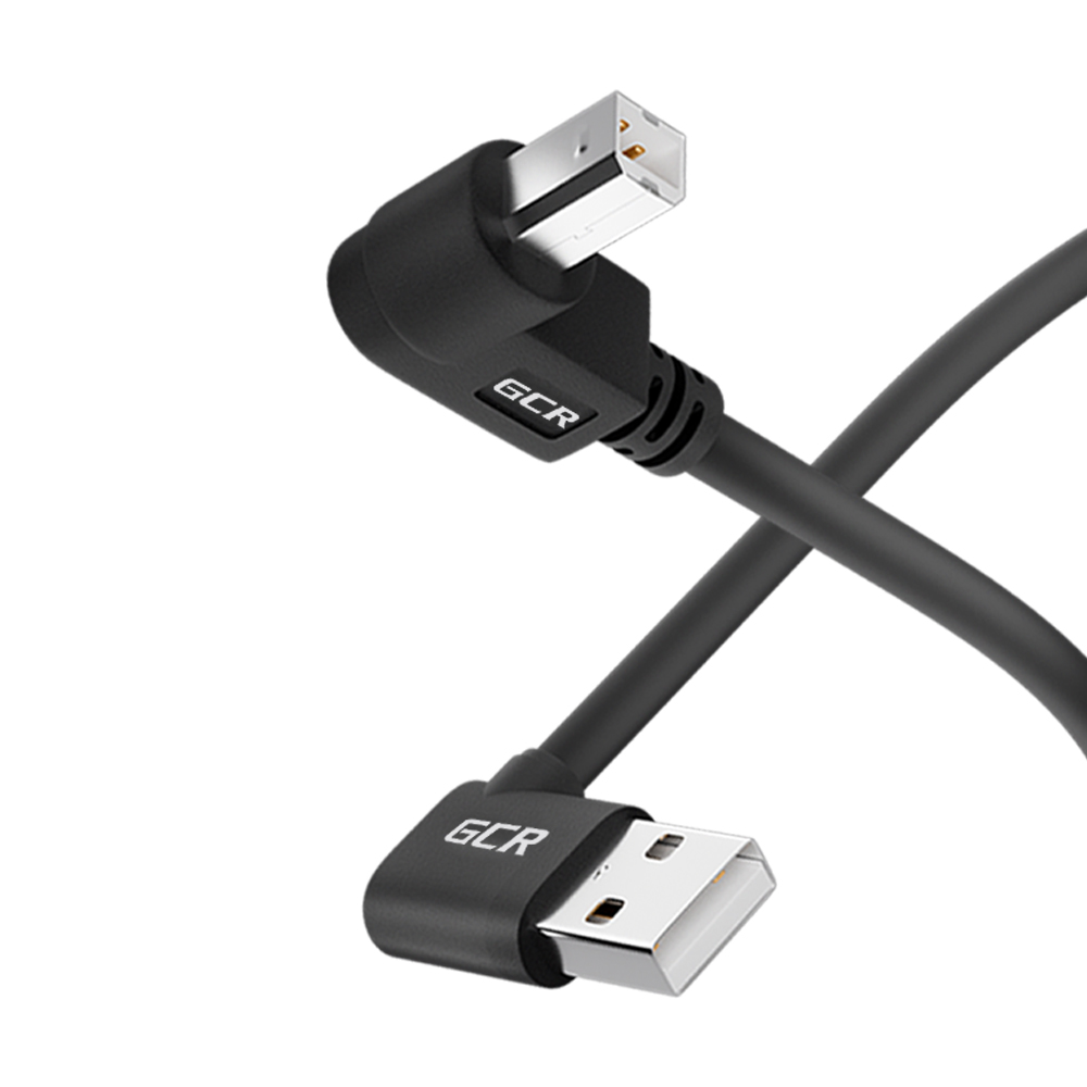 GCR PRO Кабель USB 2.0 AM левый угол / BM правый угол