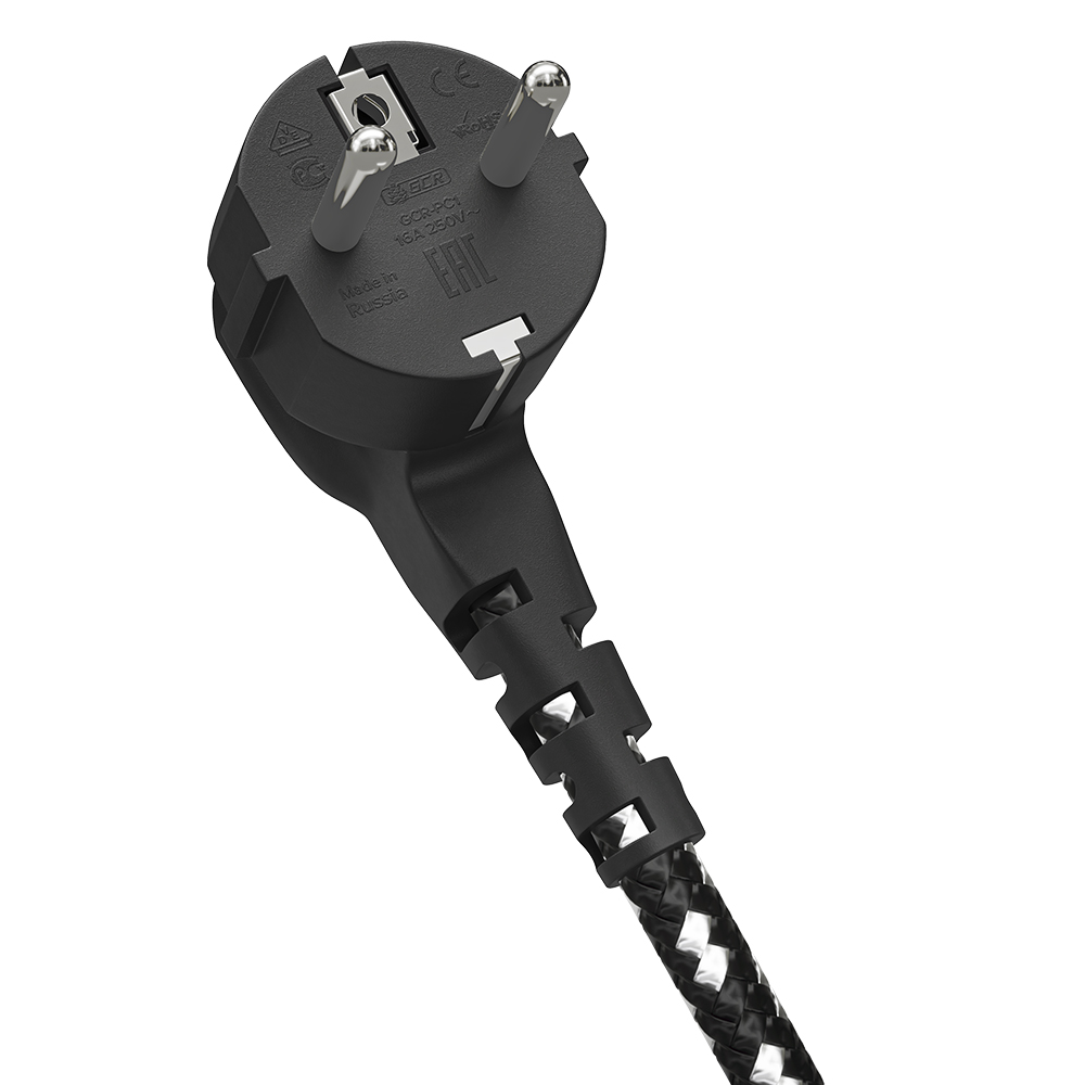 GCR PRO Кабель питания в оплетке текстиль евровилка Schuko - C5 медь