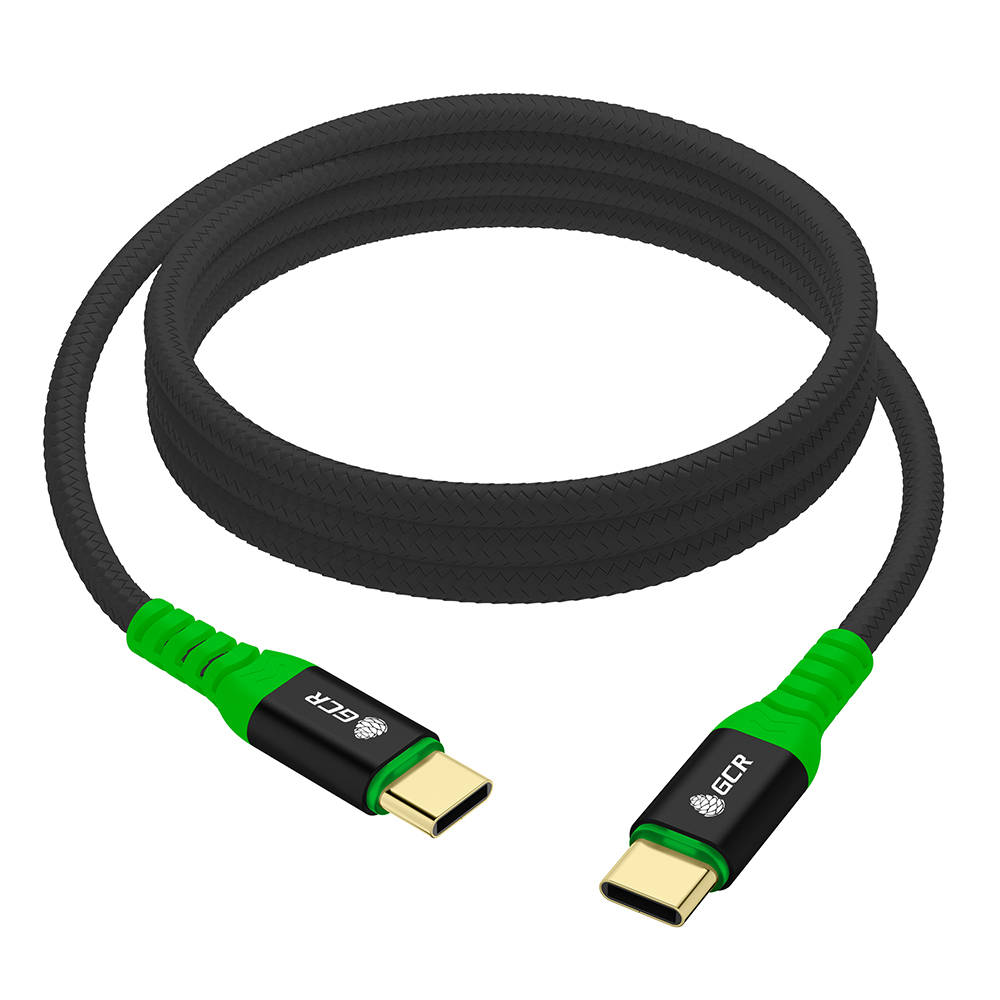 GCR PRO Кабель Type-C/Type-C 60W PD в оплетке нейлон GOLD