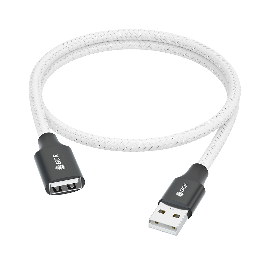 GCR PRO Удлинитель PROF USB 2.0 AM/AF в оплетке нейлон экран армирование AL корпус