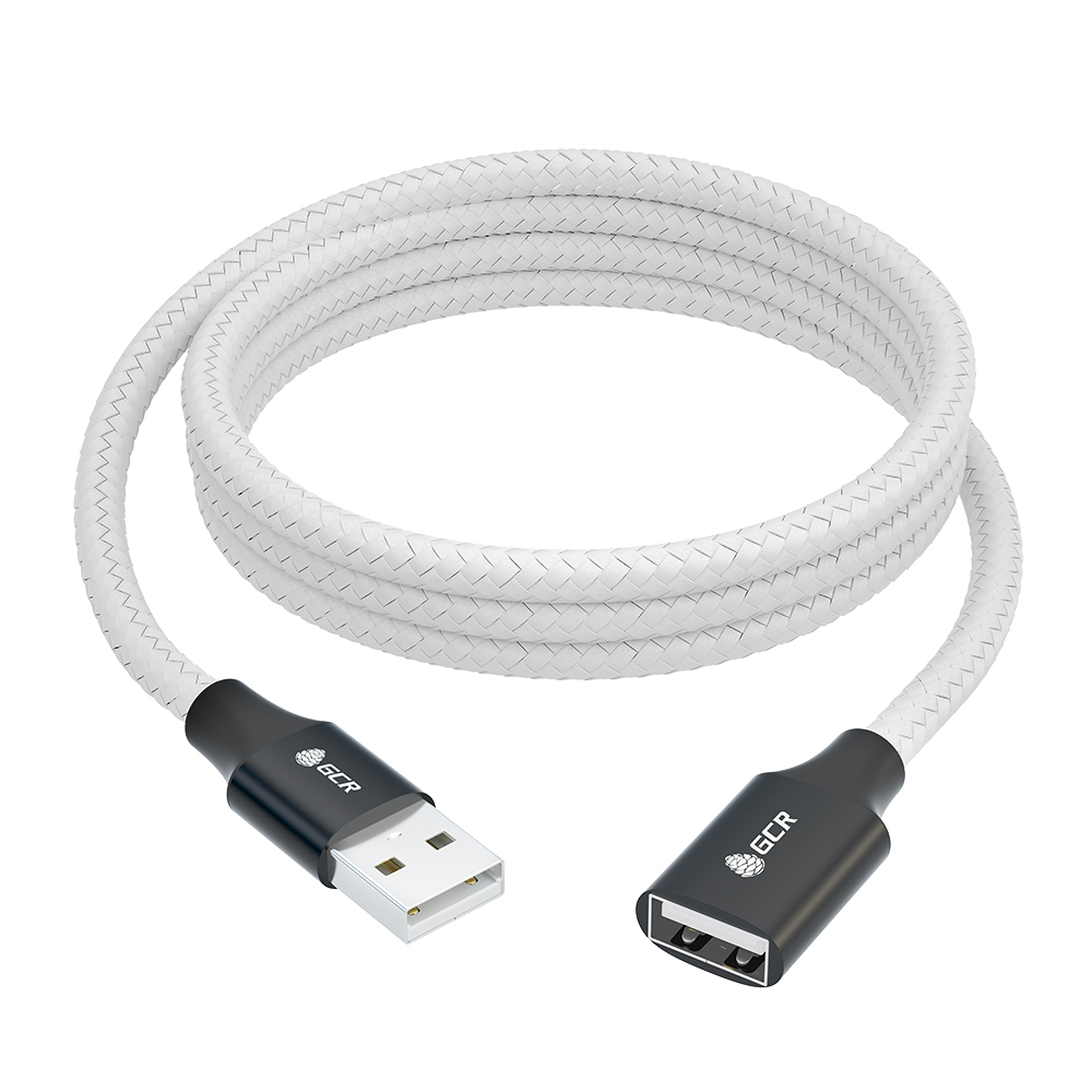 GCR PRO Удлинитель PROF USB 2.0 AM/AF в оплетке нейлон экран армирование AL корпус