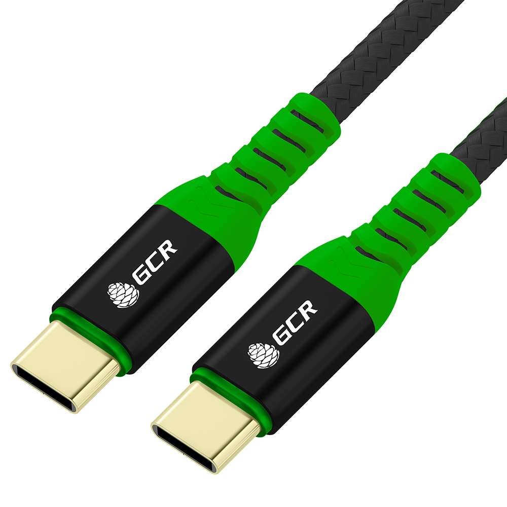GCR PRO Кабель Type-C/Type-C 60W PD в оплетке нейлон GOLD