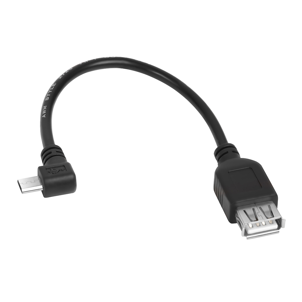 GCR Надежный адаптер переходник OTG 2.0m USB 2.0, microB 5pin угловой коннектор, черный, двойное экранирование, морозостойкий