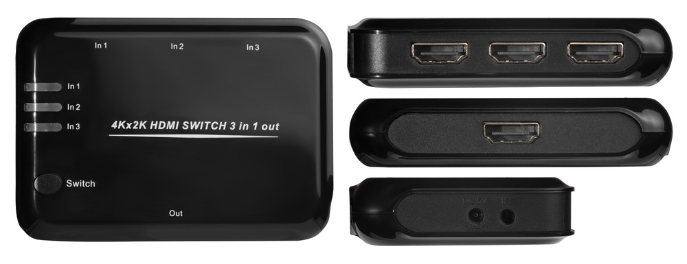 Переключатель HDMI 1.4, 3 входа HDMI и 1 выход HDMI, 4K30Hz CEC ARC для Smart TV, компьютера, монитора + пульт ДУ, внешний ИК-приёмник