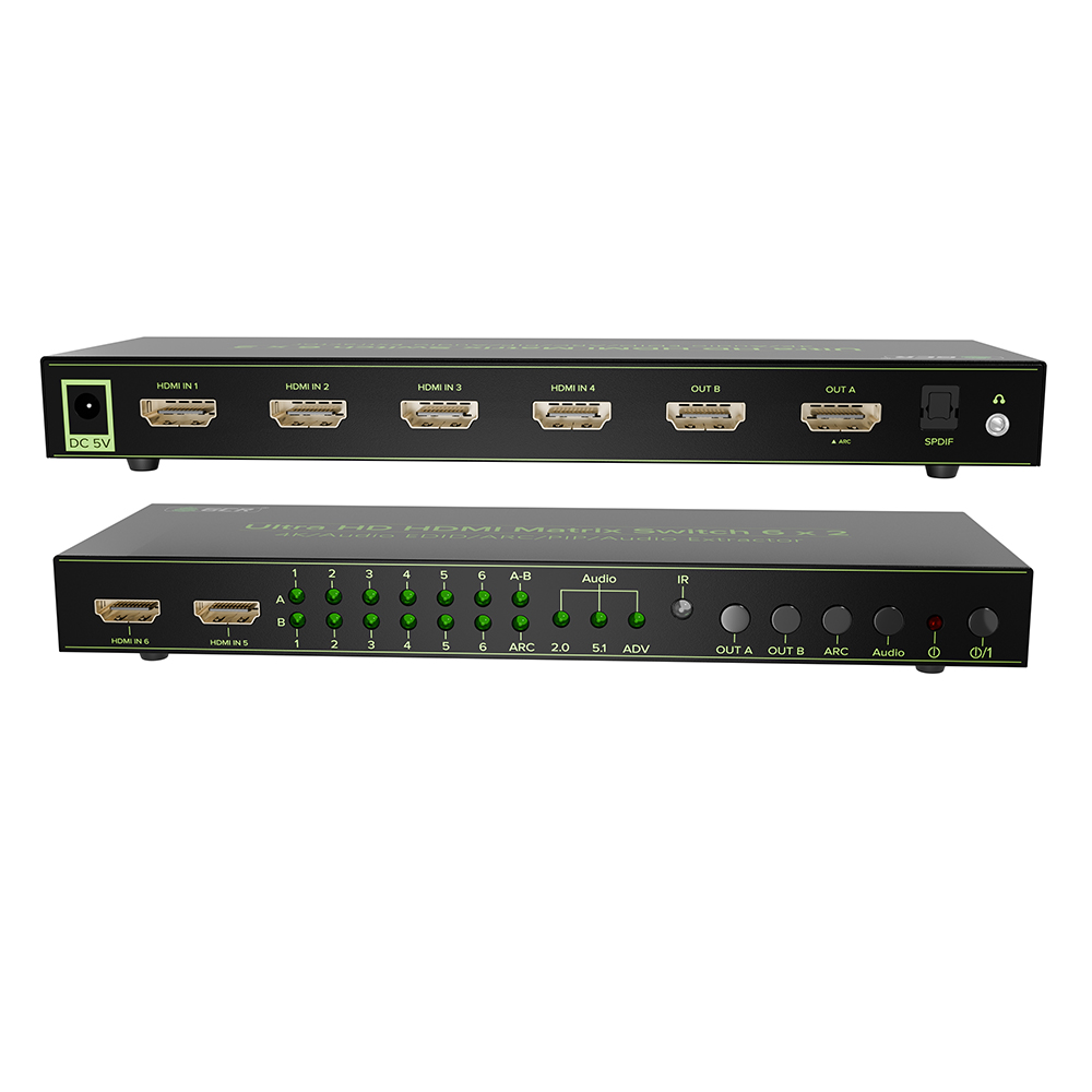 GCR PRO HDMI 2.0 Матрица переключатель 6х2 4K