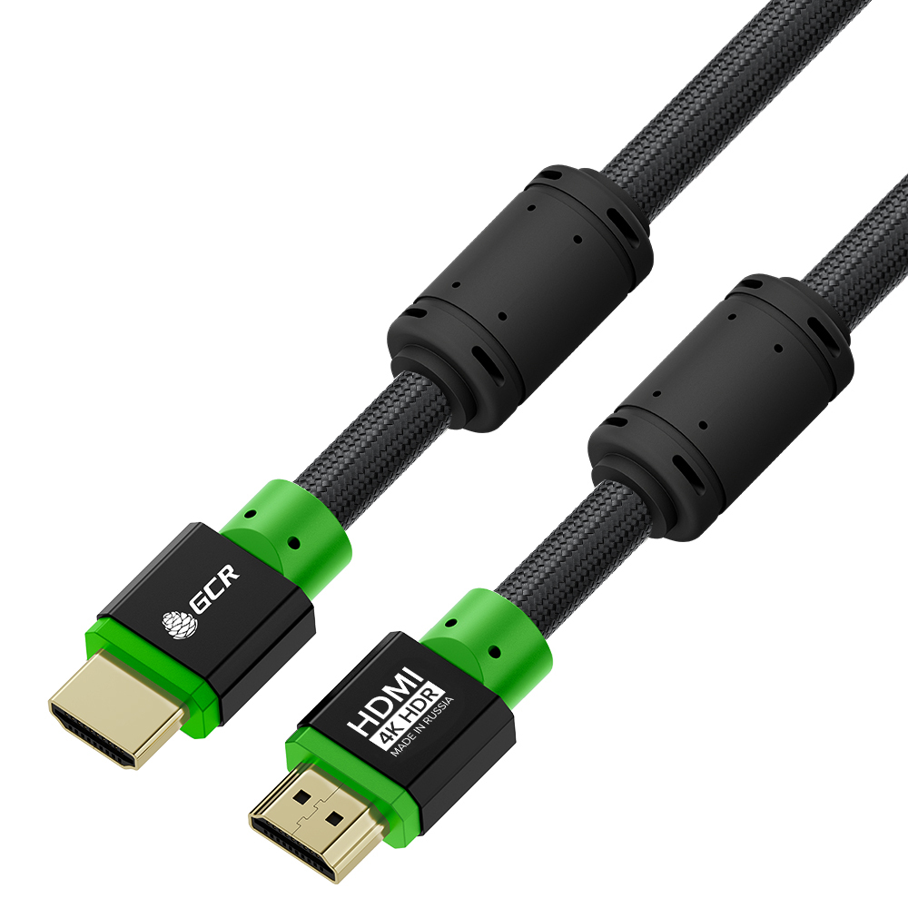 GCR PRO Кабель PROF HDMI 2.0 3Х экран UHD 4K 60Hz 18 Гбит нейлон