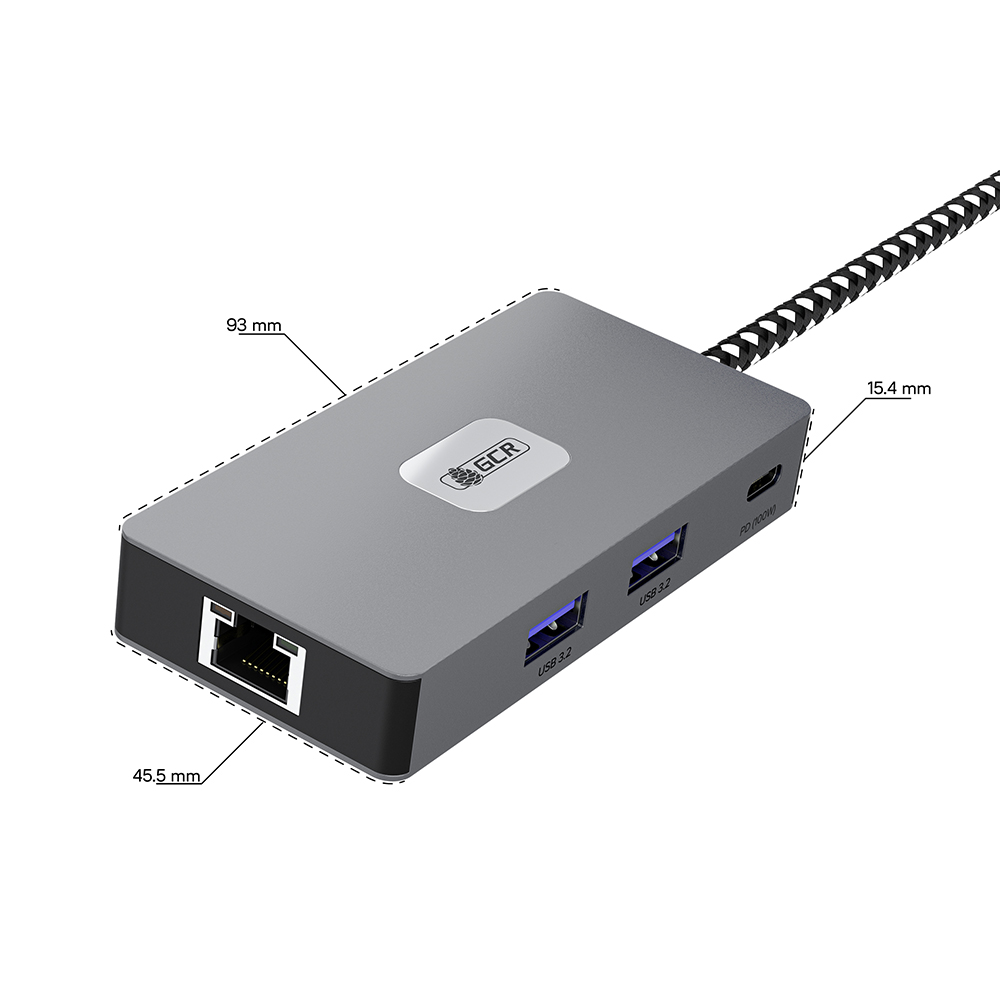 GCR PRO Док-станция 6в1 USB Type-C на Type-C PD 100W + 3*USB3.2 + HDMI 4K60Hz + RJ45 1000Mbps