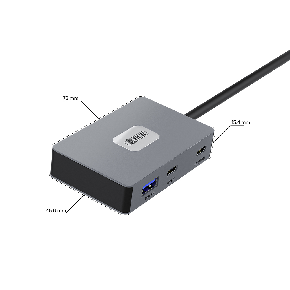 GCR PRO Док-станция 5в1 USB Type-C на 2*Type-C PD 100W/OTG + 3*USB3.0