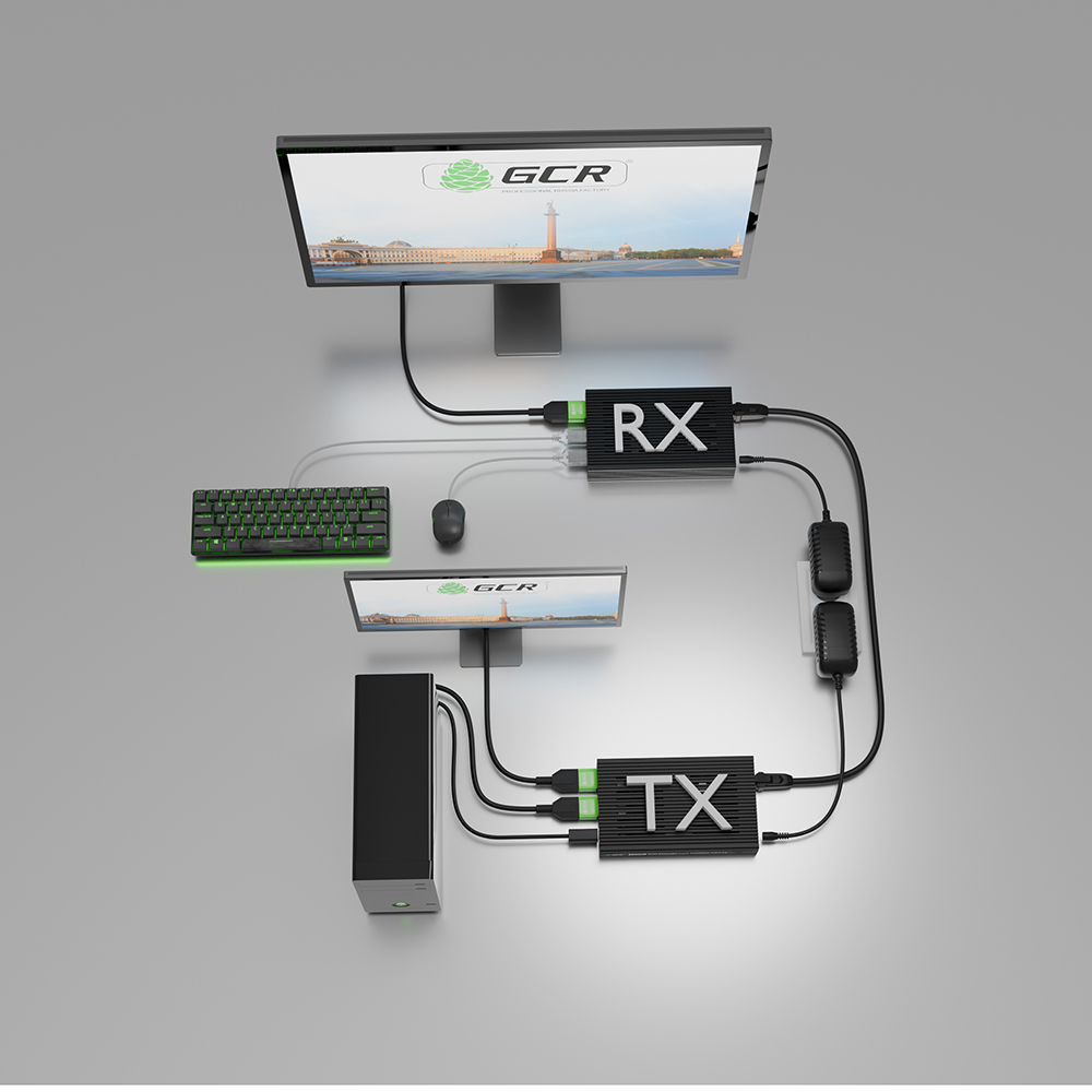 GCR PRO HDMI удлинитель KVM по витой паре CAT5e/6 до 120м 4K@60Гц передатчик + приемник ИК-управление