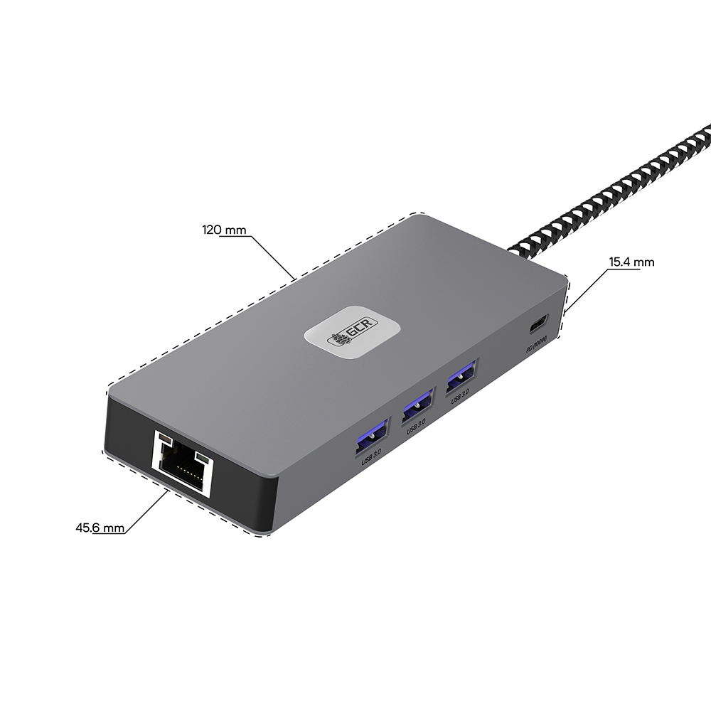 GCR PRO Док-станция 8в1 Type-C USB Hub 5Gbps PD 100W 4K60Hz HDMI/DP RJ45 1000Mbps
