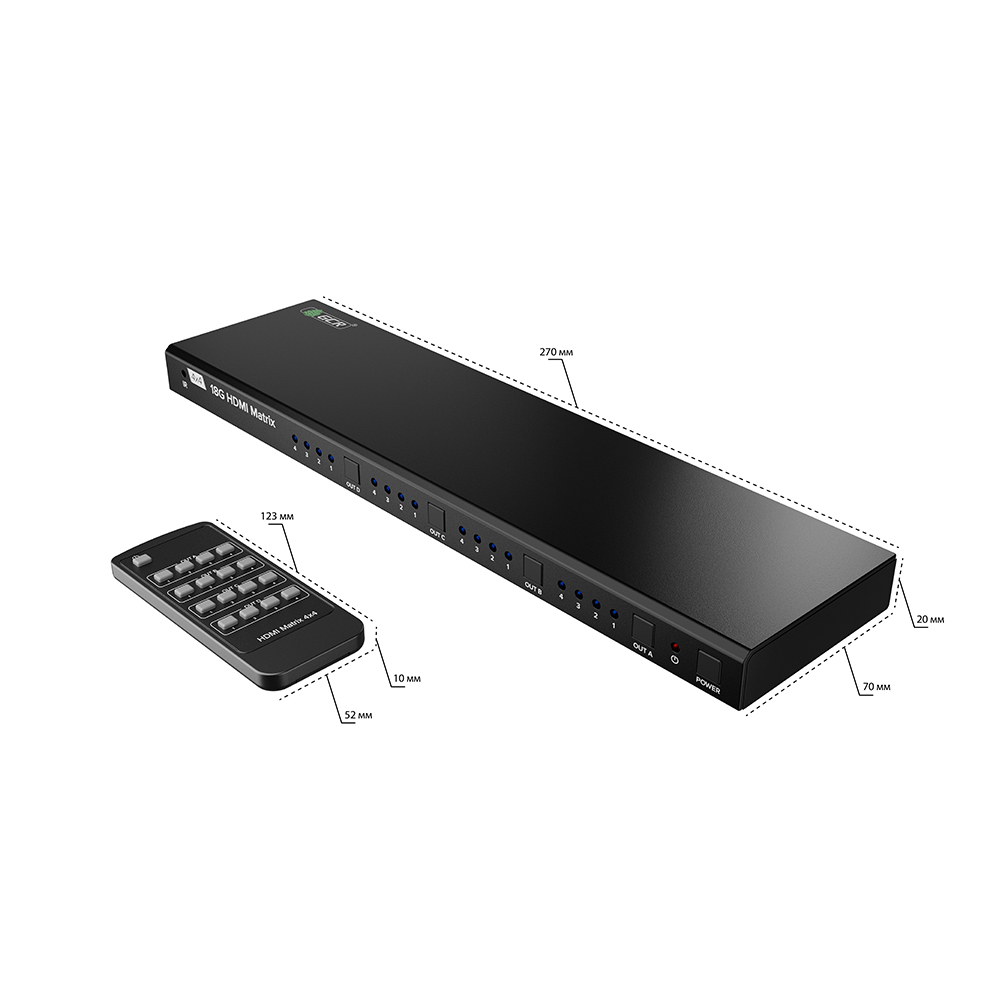 GCR PRO Матричный переключатель HDMI 2.0 4x4 4K60Hz 4 входа 4 выхода IP RS232 ИК-пульт HDR HDCP 2.2 Dolby Digital