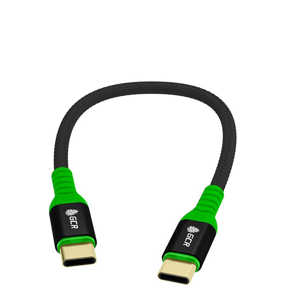GCR PRO Кабель Type-C/Type-C 60W PD в оплетке нейлон GOLD