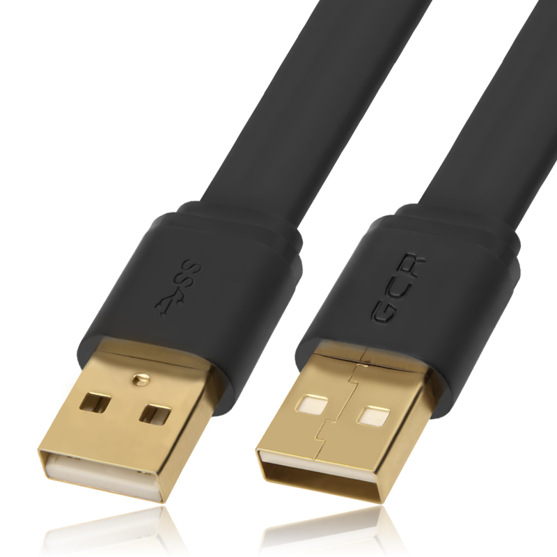 GCR PRO Кабель плоский USB 2.0 AM/AM GOLD экран