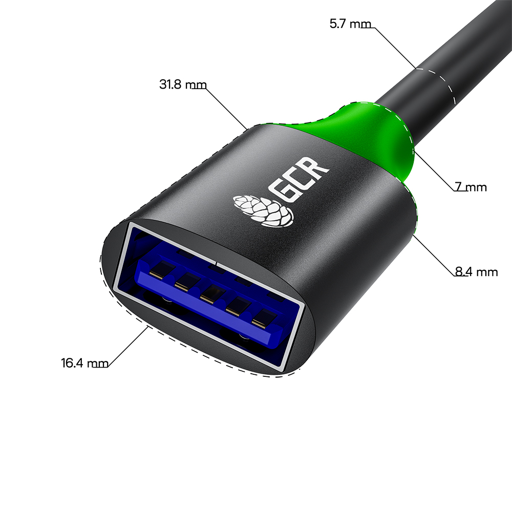 GCR PRO Удлинитель USB 3.0 AM/AF 5 Гбит экран армирование