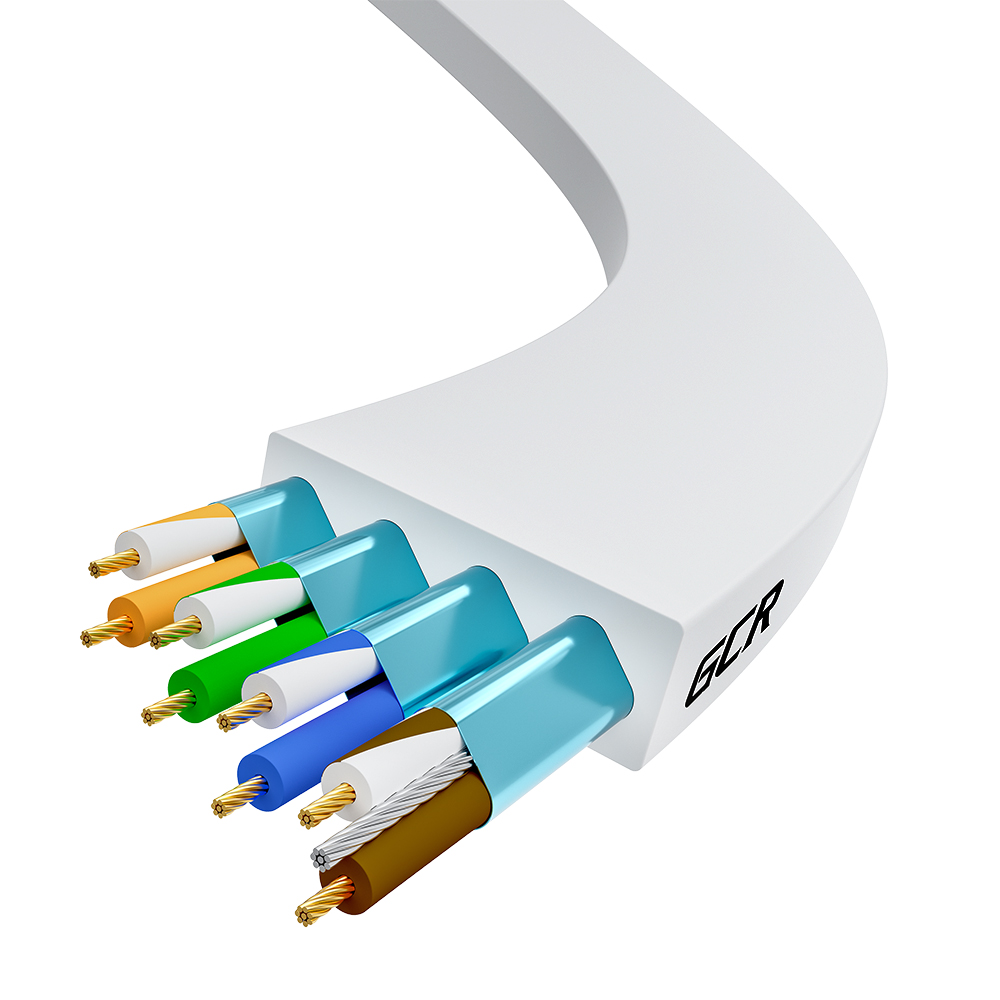 GCR Патч-корд плоский LSZH PROF кат.8 FTP медь RJ45 GOLD T568B