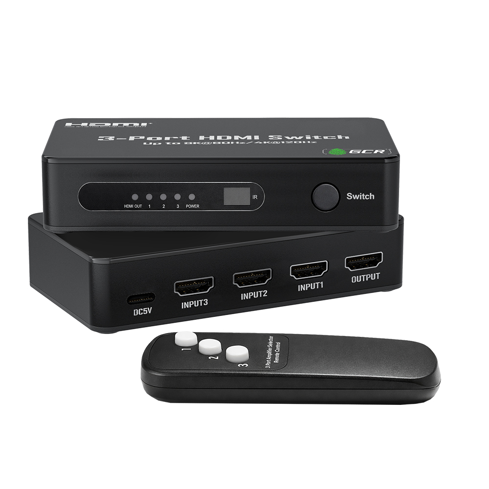 GCR Переключатель HDMI 2.1 3х1 3 устройства к 1 монитору 8K60Hz HDCP 2.3 для PS4 Pro PS5 XBox X