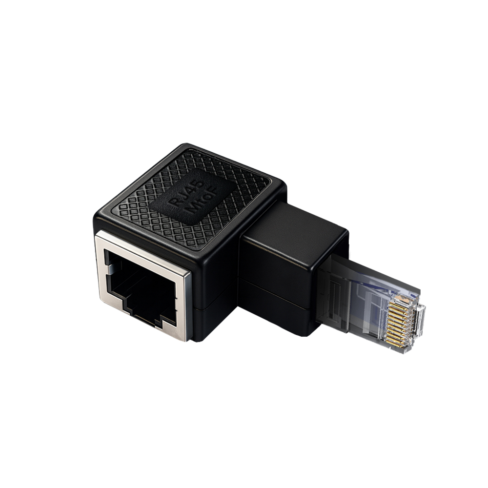 GCR Адаптер сетевой RJ45 8p8c M/F Cat5e/Cat6 угловой