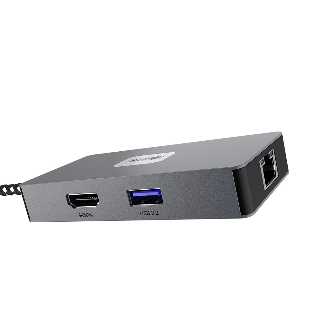 GCR PRO Док-станция 6в1 USB Type-C на Type-C PD 100W + 3*USB3.2 + HDMI 4K60Hz + RJ45 1000Mbps